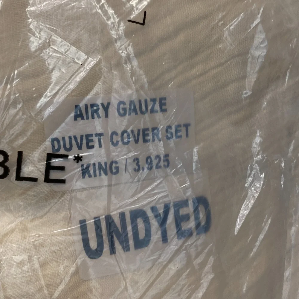 Quince Organic Airy Gauze Duvet Cover Set King/Cal King Undyed Off -White Cotton
